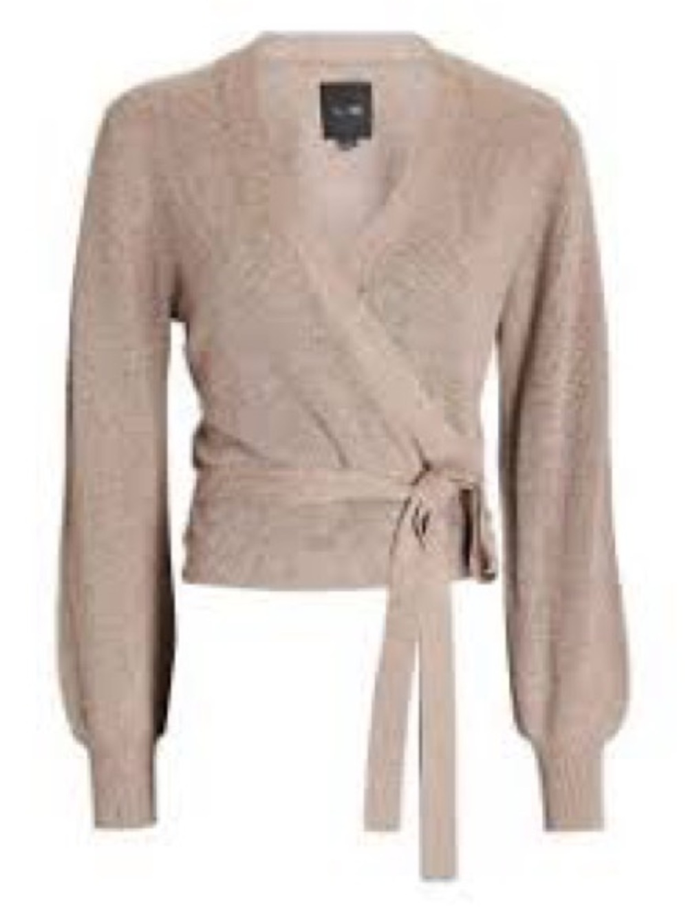 Tie-Waist Wrap Sweater Cardigan in Light Beige